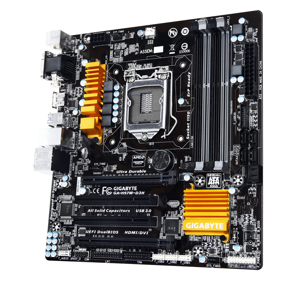 GIGABYTE GA-H97M-D3H Motherboard mATX DDR3 LGA 1150 HDMI VGA DVI Intel H97 [AU]