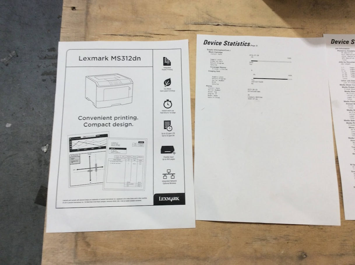 Lexmark MS312dn Compact Laser Printer - Monochrome Tested [AU Seller]
