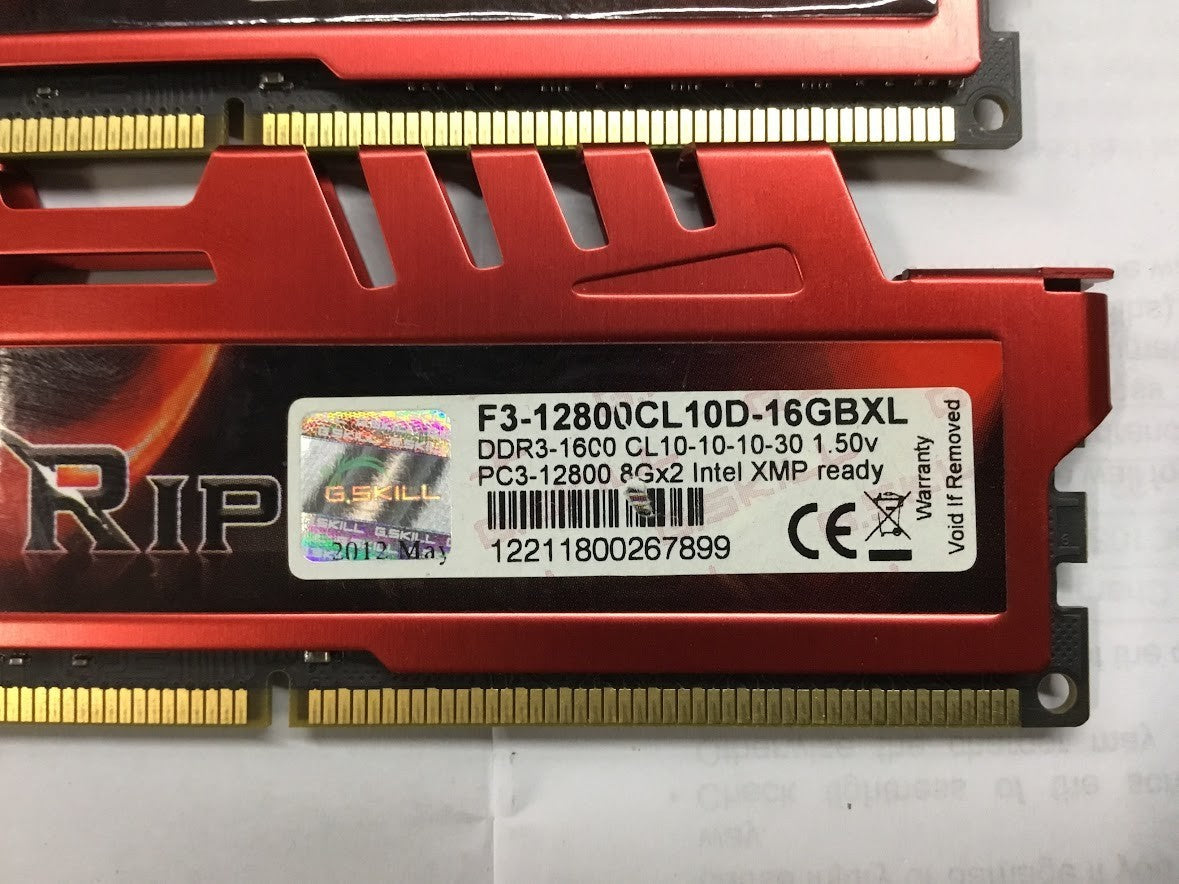 G.SKILL Ripjaws X DDR3 F3-12800CL10D-16GBXL 16GBRAM Desktop Memory Au Seller