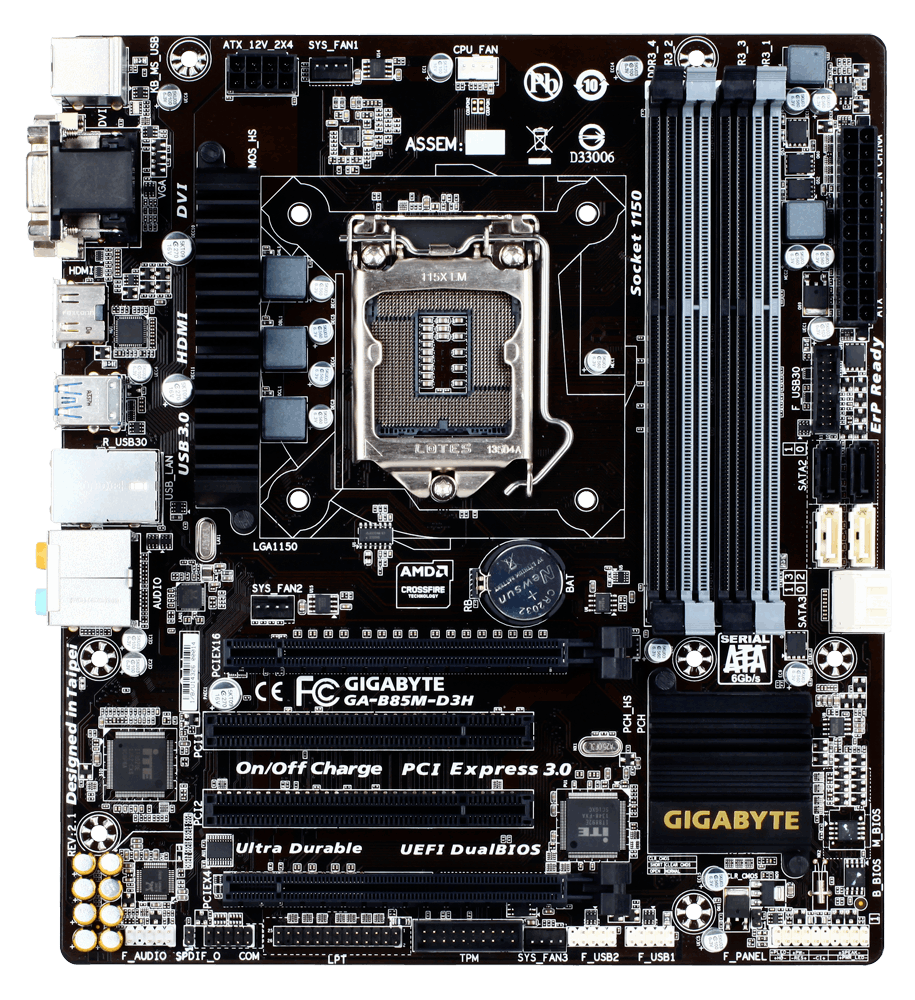 [AU] GIGABYTE GA-B85M-D3H Motherboard microATX LGA 1150 DVI VGA HDMI Intel B85