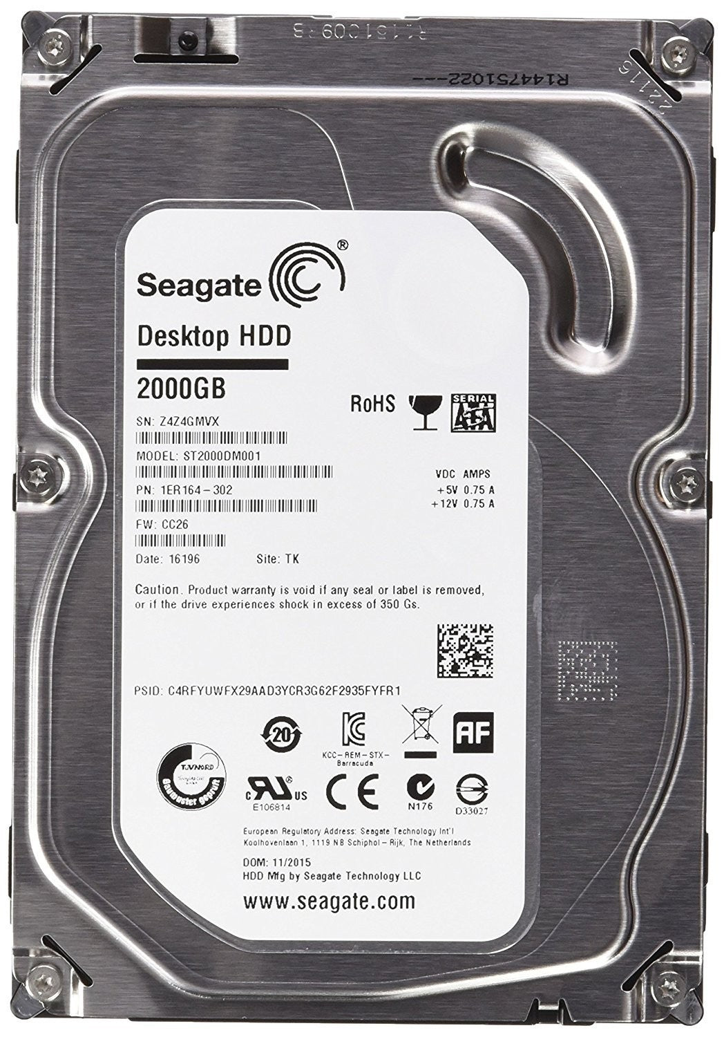 Seagate 2000GB 3.5'' HDD 7200RPM SATA 64MB Cache Hard Drive Disk ST2000DM001
