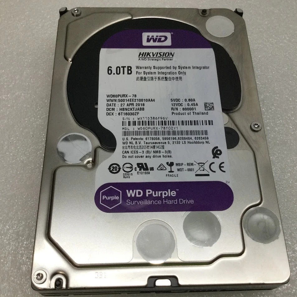 Western Digital 6TB 3.5" Hard Disk Drive 5400RPM SATA WD60PURX-78T0ZY1 [AU]