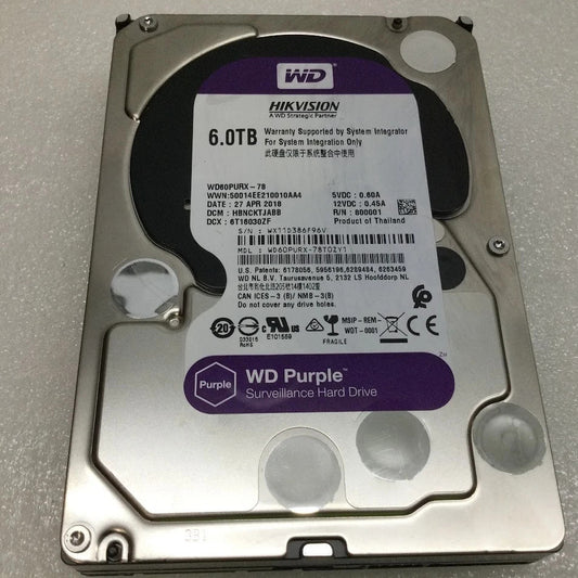 Western Digital 6TB 3.5" Hard Disk Drive 5400RPM SATA WD60PURX-78T0ZY1 [AU]