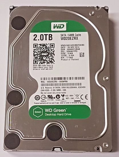 Western Digital 2TB 3.5" SATA 64MB Hard Disk Drive 5.4K RPM WD20EZRX-00D8PB0