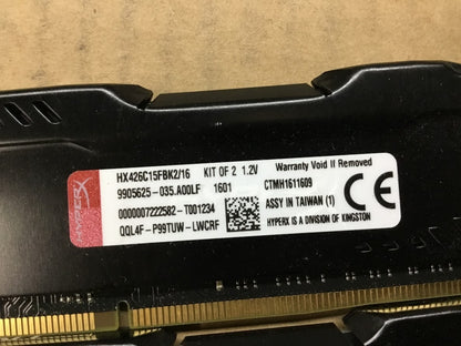 Kingston HyperX Fury DDR4 HX426C15FBK2/16 16GBRAM Desktop Memory Black Au Seller