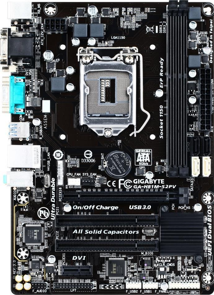 GIGABYTE GA-H81M-S2PV Motherboard mATX DDR3 LGA 1150 VGA DVI Intel H81 [AU]