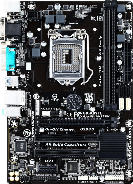 GIGABYTE GA-H81M-S2PV Motherboard mATX DDR3 LGA 1150 VGA DVI Intel H81 [AU]