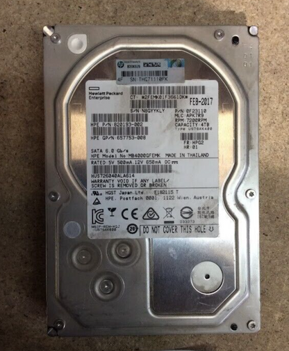 HPE 4TB Desktop 3.5in HDD SATA MB4000GFEMK Hard Disk Drive Silver Au Seller