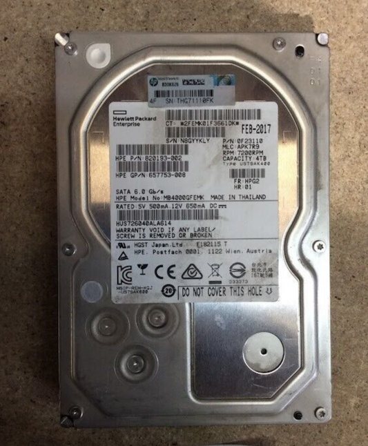 HPE 4TB Desktop 3.5in HDD SATA MB4000GFEMK Hard Disk Drive Silver Au Seller