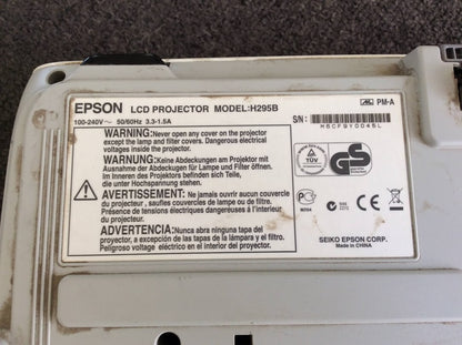 Epson H295B LCD Multimedia Projector LAMP HOURS 2270H White Au Seller