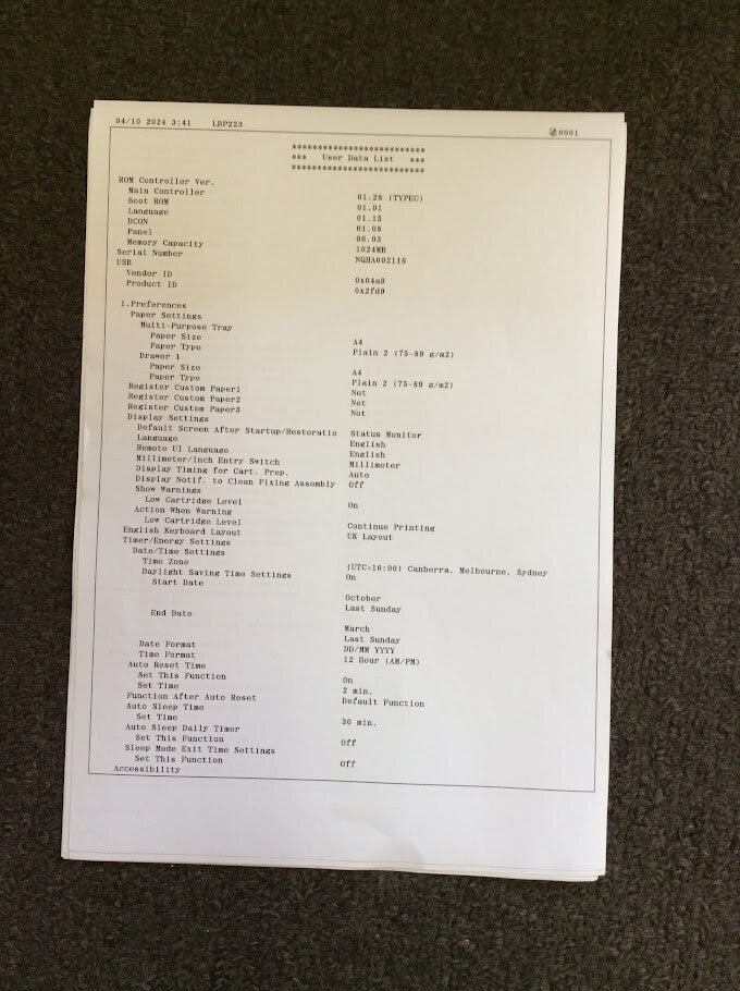 Canon imageClass LBP223dw Single Monochrome 33ppm Laser Printer Tested Au Stock